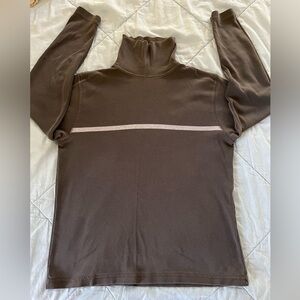 ❄️Vintage GAP Fitted Green with Gray Stripe Cotton Turtleneck Size Medium